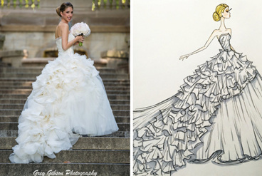 طراحی لباس عروس با مداد روی کاغذ